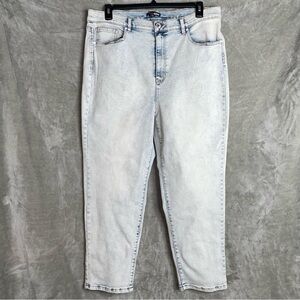 Fashion Nova Light Blue Acid Wash High Waisted Zip Up Mom Jeans Size 16